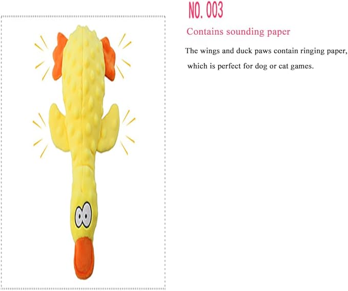 OUANGANC Calming Duck Dog Toy for Aggressive Chewers, Make a Crinkly Crunchy Noise, with Squeaker, 2025 Upgraded Indestructible Puppy Teething Toys, for Small to Medium Dog Breeds (Yellow 10.6in)