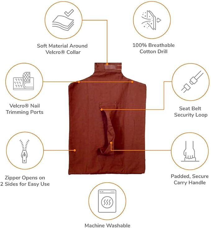 Cozy Comfort Carrier - Large Caramel Pet Carrier for Cat and Cat Restraint for Medication Administration, Nail Clipping, Travel, Vet Visits, and Dental Care