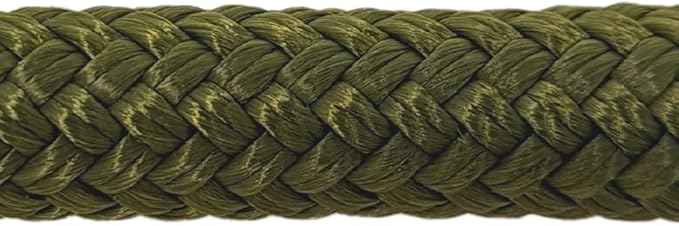 Double Braid Lead Rope with Eye Splice Loop, 12-14FT Lengths (Olive Green, 12 ft.)