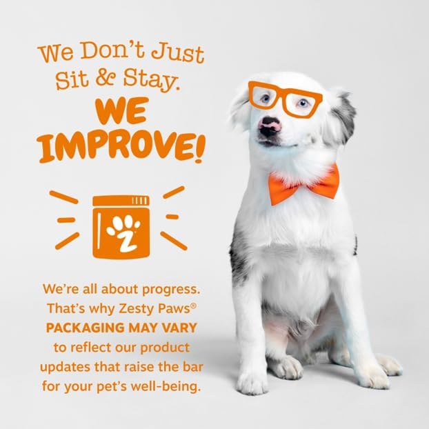 Zesty Paws Dog Multivitamin, Chewable Dog Vitamins and Supplements for Hip & Joints, Skin & Coat, Omega 3 Fish Oil for Dogs- Senior & Puppy Multivitamin - Chicken- 250ct