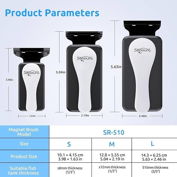 Magnetic Aquarium Glass Cleaner,Algae Scraper for Aquarium Fish Tank, Fish Tank Algae Clean Brush Dual-Sided Side Floating Aquarium Magnetic Brush (M)