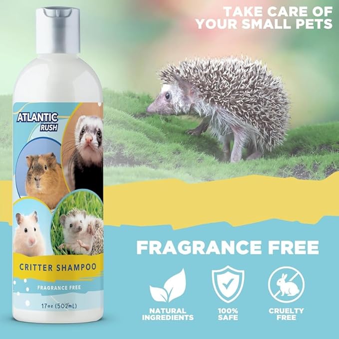 Critter Shampoo for Small Pets - 17 oz Small Animal Fragrance & Detergent Free Shampoo - Sensitive Skin Shampoo for Ferrets, Guinea Pigs, Rabbits, Hedgehogs, Hamsters & Sugar Gliders (Unscented)