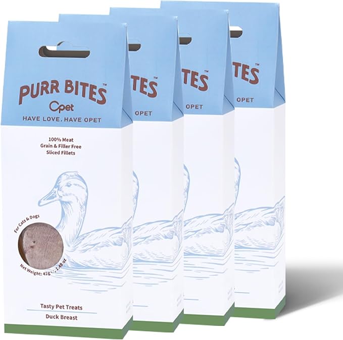 OPET Freeze Dried Duck Cat Treats, Single Ingredient Grain Free High Protein Pet Food for Cats and Dogs, Healthy Training Snacks,Freeze Dried Duck Breast Sliced Fillets (Duck Breast, 5.92 Ounce)