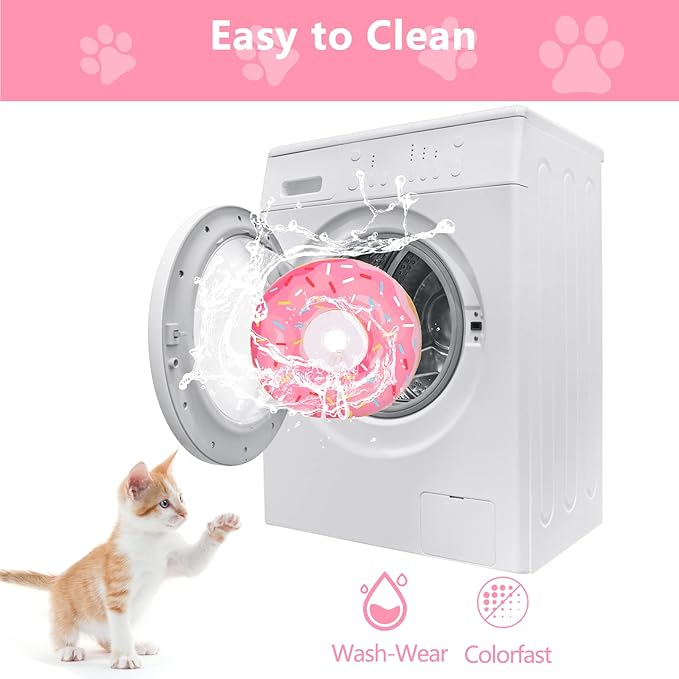 Cat Cone Collar Soft, Cat Recovery Collar for Wound Healing Cute Donut Adjustable Kitten Cones to Stop Licking Comfortable Lightweight Neck Elizabethan Collars for Cats Kittens After Surgery