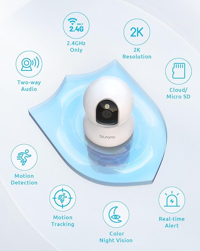 blurams Pet Camera 2K, 360° Dog Camera with Phone App, PTZ Indoor Cameras for Home Security Indoor, 2-Way Audio, Motion Tracking, Color/IR Night Vision, Siren, Cloud&SD(2.4GHz Only)