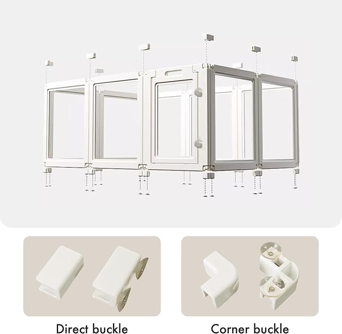 Acrylic Dog Playpen with Door, 24" 10PCS Clear Pet Play Pen Indoor for Small Animals, Transparent Puppy Fence Kennel Rabbit Ferret, Doggie Cages Yard Easy Assemble