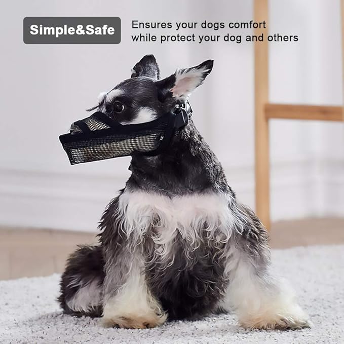 Crazy Felix Nylon Dog Muzzle for Small Medium Large Dogs Dachshund Beagle Poodle Labrador, Air Mesh Breathable and Drinkable Pet Mouth Guard for Anti-Biting Chewing Scavenging (Black,XS)