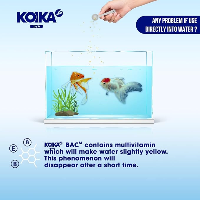 KOIKA BACM Natural Color Enhancement for Fish, Combination of Probiotic & Multi-Vitamins for Aquarium A, B6, B2, Pleasant Smells (BACM, 30ml)