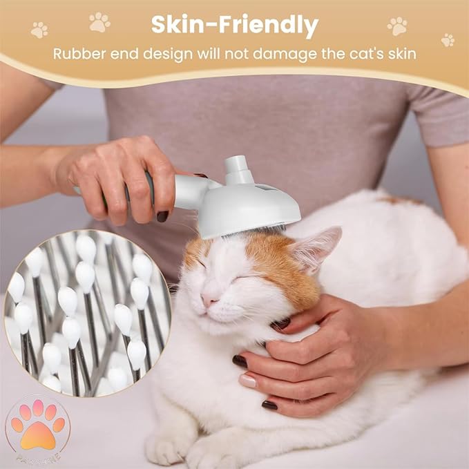 Cat steam brush โ Effective Pet Brush for Indoor Cats, Steam Technology for Shedding, Mats & Grooming โ Ideal cat brush indoor for Deep Cleaning (White)