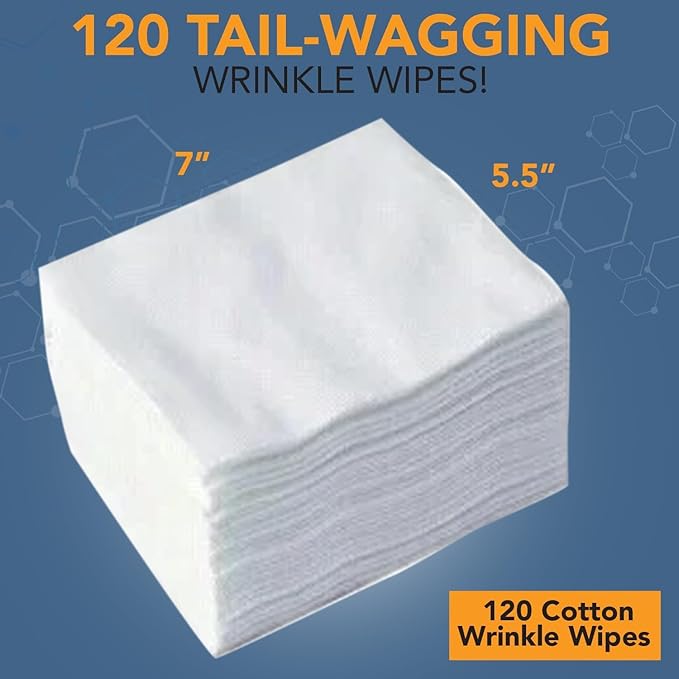 NOVEHA Wrinkle XL Wipes for Dogs | Wipes for Bulldog, French Bulldog, Pug, English Bulldog โ Wipes for Multiple Areas Removes Dirt, Wrinkles, Folds, Tear Stain, Tail Pockets & Paws (240 Counts)