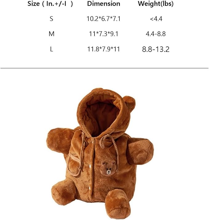 Cat Puppy Plush Outing Backpack Cute Bear Bee Design Anti-Escape Bag for Kitten Cat Small Dog Gift Choice