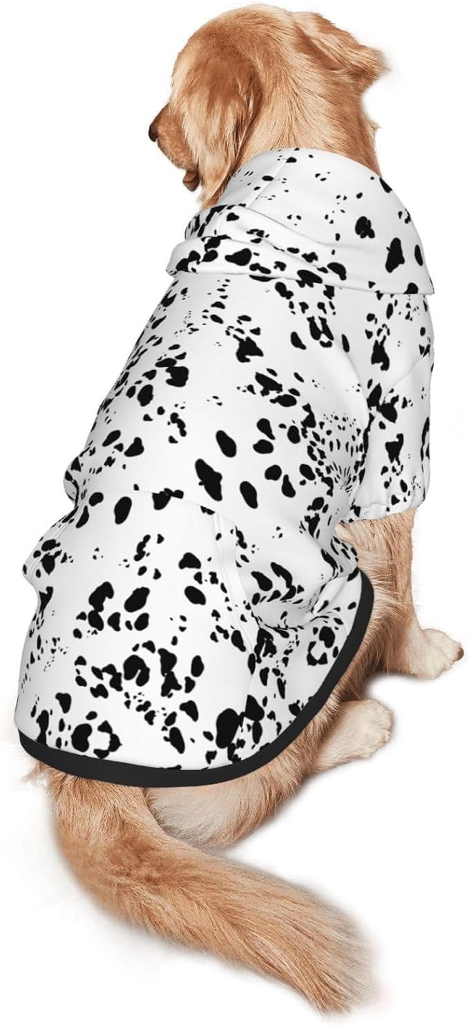 Dalmatian Hoodie, Cute Halloween Cosplay Winter Costume With Pocket, Dalmatians Print Clothes for Medium Large Dogs, Xx-Large