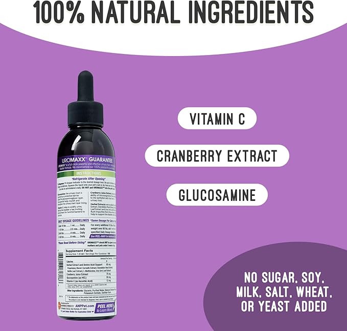 Cat & Dog Urinary Tract Treatment, Bladder & Kidney Support for Dogs and Cats, Powerful Yet Gentle Pet Care, with Liquid Cranberry & Glucosamine, Chicken Flavor, 6 oz Bottle, 2 Pack