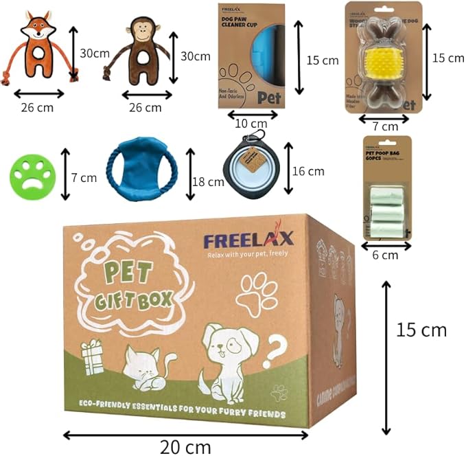 Durable Dog Chew Toys Gift Box β Eco-Friendly Teething Toys for Aggressive Chewers, Plush & Squeaky Toys, Toothbrush, Ideal Gift Basket for Medium & Large Dogs