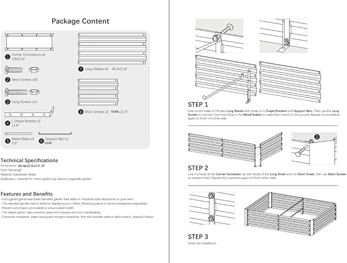8x2x1ft Metal Raised Garden Bed Kit,Galvanized Garden Bed Box for Vegetables, Flowers, Herbs, and Succulents,120 Gallon Capacity - Green