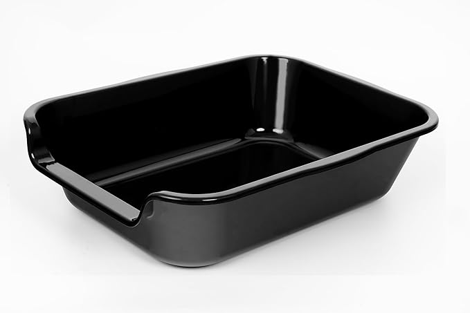 2 Pack of Extra Large Cat Litter Box (ABS Material), Low Entry Senior Litter Pen for Geriatric Kitty Big Cats, Jumbo Pet Safe Litter Boxes Tray for Indoor Pets Potty (Black, 20"L x 15.5"W)