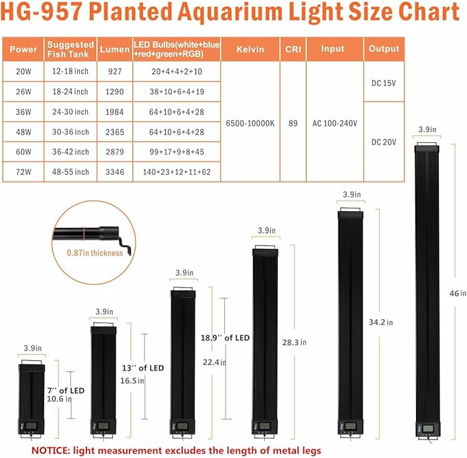 hygger Auto On Off LED Aquarium Light 24-30 Inches Dimmable 7 Colors Full Spectrum Fish Tank Light Fixture for Freshwater Planted Tank Build in Timer Sunrise Sunset