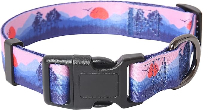 HEELE Dog Collar, Adjustable Soft Dog Collar for Small Medium Large Dogs,Floral Patterned Puppy Collars with Quick Release Buckle L Length 15.94''-25.59'