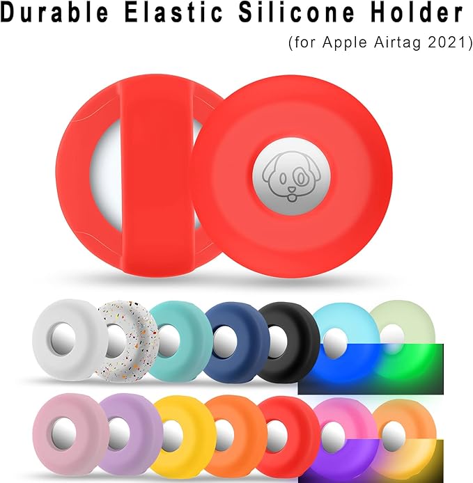 Airtag Holder for Dog Collar, Cibaabo Silicone Air Tag Case Cover Compatible with Apple Airtags for 0.8-1.2inch Cat Pet Collar Harness Loop