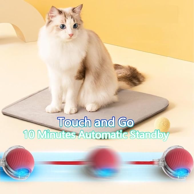 Interactive Cat Toys Ball for Indoor Cats, Self Moving Cat Toys Electric Rolling Balls, Realistic Mouse & Chase for Hunting and Exercise (Green)