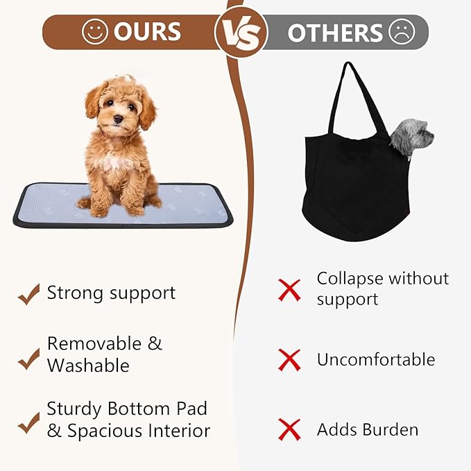 Dog Purse Carrier for Small Dogs, Cats, and Puppies – Soft-Sided Travel Pet Tote Bag with 4 Large Pockets, Foldable, Lightweight, Fits Pets up to 15 lbs, for Travel, Outings (Brown)