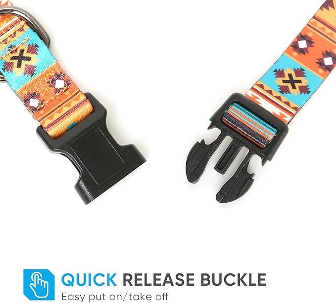 HEELE Dog Collar, Adjustable Soft Dog Collar for Small Medium Large Dogs,Bohemia Patterned Puppy Collars with Quick Release Buckle XS Length 8.5''-11''