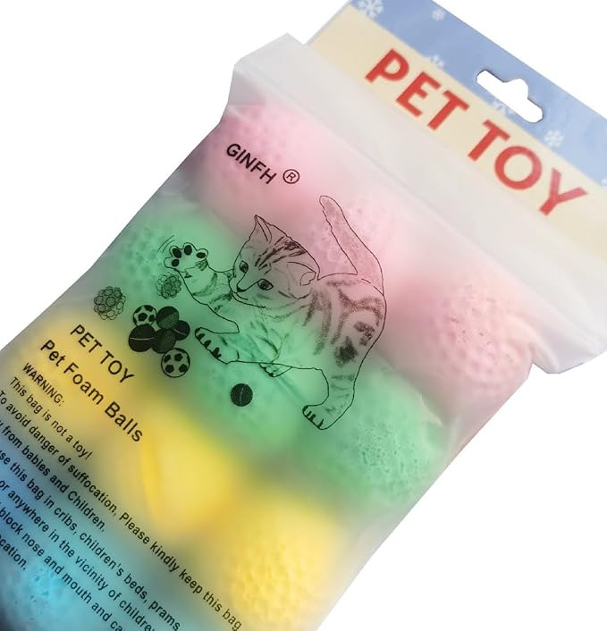 Cat Golf Balls for Indoor Kitten Toys - Interactive Sponge Foam Soccer Balls (Mixed)