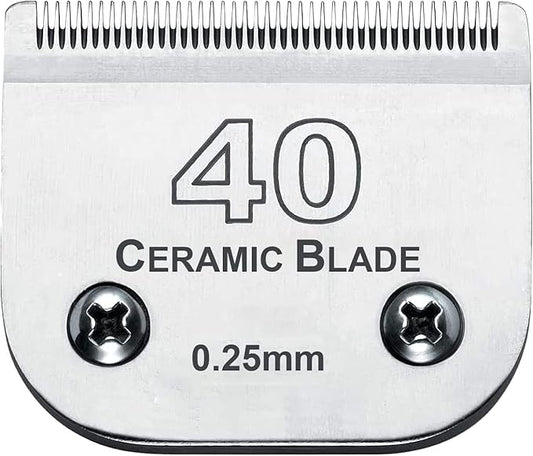 #40 Blades Dog Grooming Clipper Replacement Blades Compatible with Andis/Wahl/Oster Dog Clippers,Detachable Ceramic Blade & Stainless Steel Blade,Size #40 Cut Length 1/100"(0.25mm)