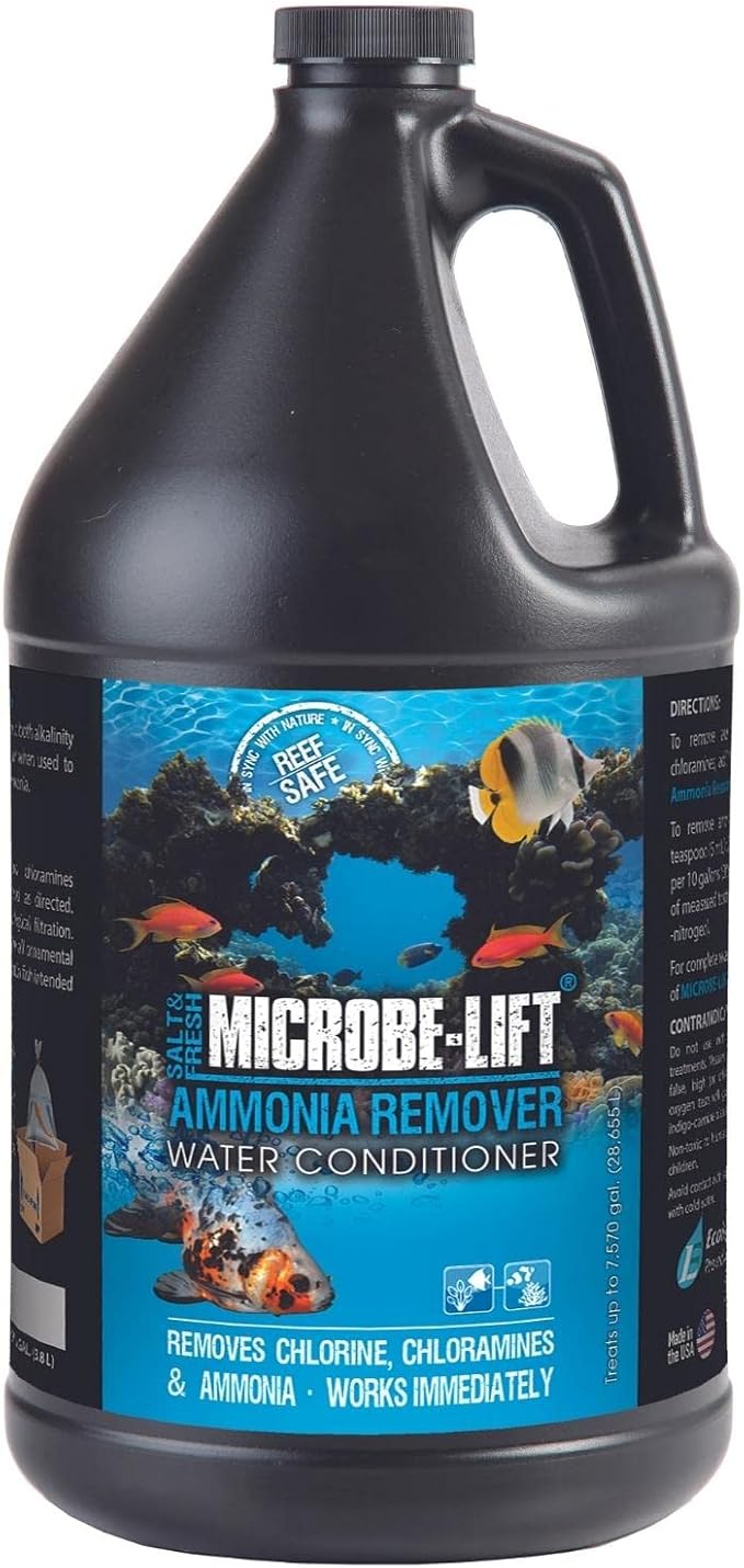 MICROBE-LIFT Ammonia Remover Aquarium Water Treatment for Fresh and Salt Water Fish Tanks, 128oz