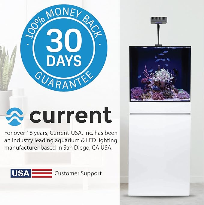 CURRENT USA 48-60" Inch Orbit Marine IC Loop LED Saltwater Reef Marine Aquarium Light with Bluetooth App Control | Wireless Lighting & eFlux Wave Pump Control for Fish Tank (4207)
