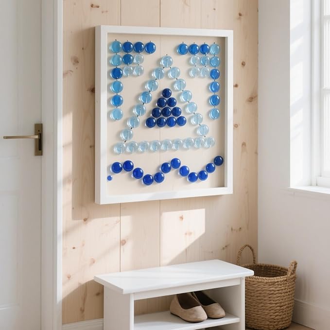 0.96LB Glass Beads Vase Filler Aquarium Gravel Decor Flat Glass Marbles Gems Pebbles Fish Tank Rocks Home Decorative Art Craft - Light Blue