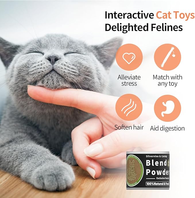 Catnip & Silvervine Powder โ 15g Blend of Silver Vine Gall Fruit & Pure Catnip, Non-Addictive, Suitable for All Cat Ages, Multi-Play Use for Cat Toys, Scratchers & Protecting Furniture