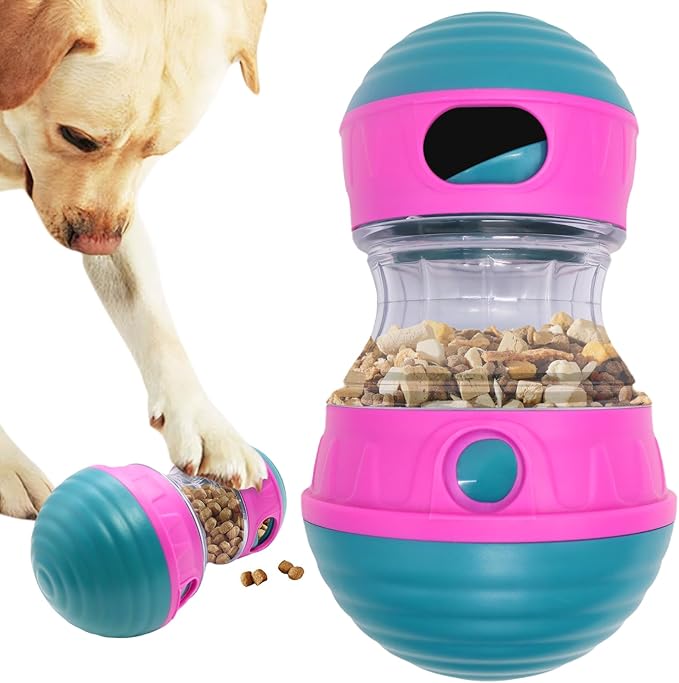 Interactive Dog Toys to Keep Them Busy, Puppy Puzzle Adjustable Food Dispenser Slow Feeder, Enrichment Treat Dispensing Toy Ball for Large/Medium/Small Breed Dogs Pet Gift, Purple