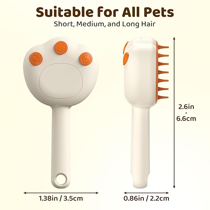 Steam Cat Brush, 6-in-1 Dog Brush Spritz Defur Comb with Pet Waterless Shampoo, Steamy Skin Friendly Deshedding Grooming Tool, Suitable for Shedding & Haired Pets, Pet Supplies Accessories, White