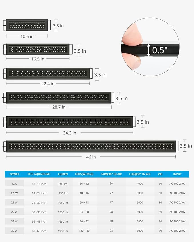 NICREW RGB+W 24/7 LED Aquarium Light with Controller, Full Spectrum Fish Tank Light for Planted Freshwater Tanks, Planted Aquarium Light with Extendable Brackets to 24-30 Inches, 21 Watts