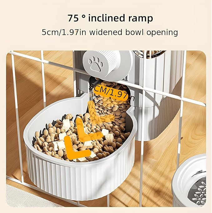 GPY Automatic Hanging Gravity Pet Feeder and Water Dispenser Set ,Automatic Dog Feeder and Dog Water Dispenser for Dogs Cats Pets Animals Large Capacity (Blue Water Feeder&Food Feeder) (Grey)