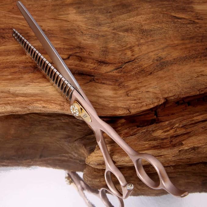 Fenice Peak Thinning Shears for Dogs and Cats Pet Grooming Scissors Chunkers Shears 440C Stainless Steel Professional Dog Trimming Scissors 7.5''