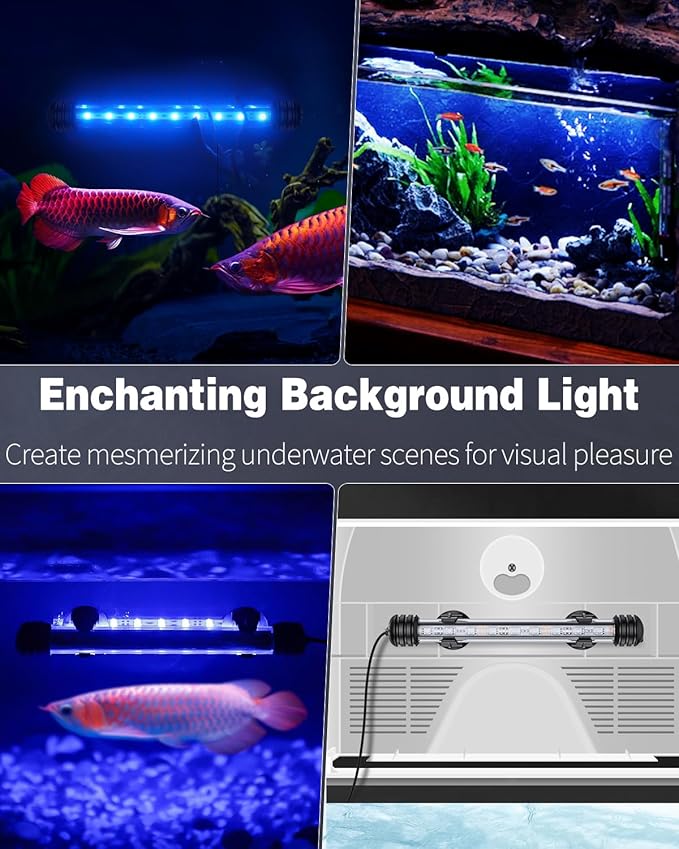 Pawfly 1.8W Aquarium LED Light - 7.5" Underwater Fish Tank Light with Timer & Remote Control (4 Modes, Battery Not Included)