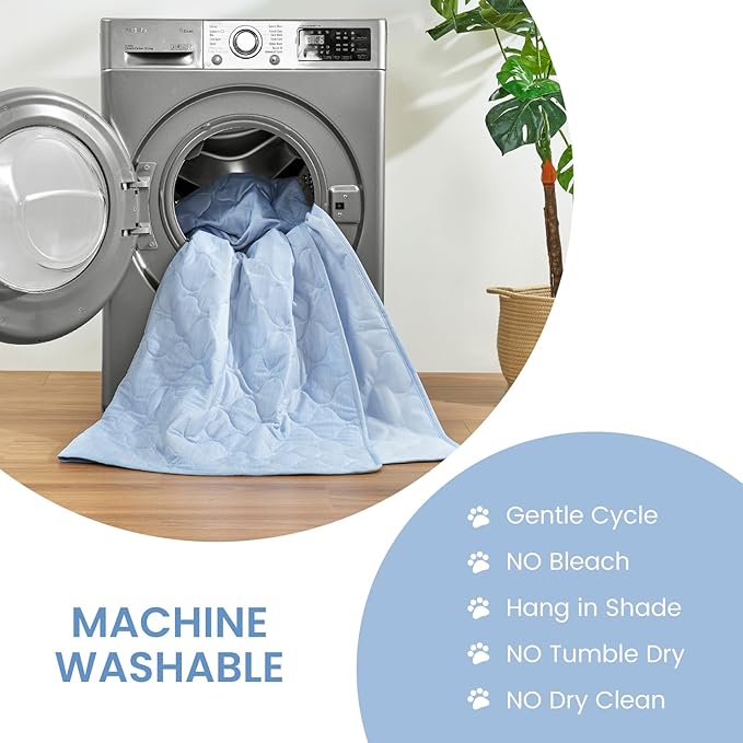Cozy Bliss Leakproof Cooling Blanket for Medium Dogs – Q-Max>0.4, Durable & Washable Dog Cooling Mat for Hot Weather, Soft Pet Throw & Couch Protector for Dogs & Cats, 30x40 Inch, Heather Cool Blue