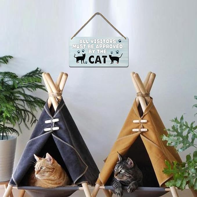 Black Cat Decor For Cat Lovers Cat Wooden Door Sign Cat Gifts For Cat Lovers Wood Cat Home Wall Decor All Visitors Must Be Approved By The Cat Signs Love Wall Decoration Cat Funny Cats Sign 12x6 In