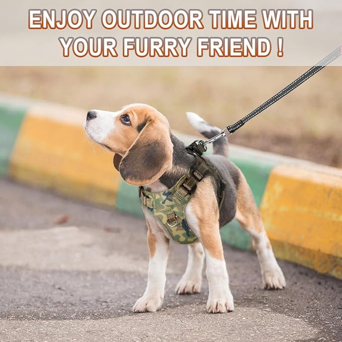 Dog Harness Step in Dog Vest Harness, Reflective Adjustable Puppy No Pull Harness Breathable Soft for Small and Medium Dogs Cats, Camo, XXS