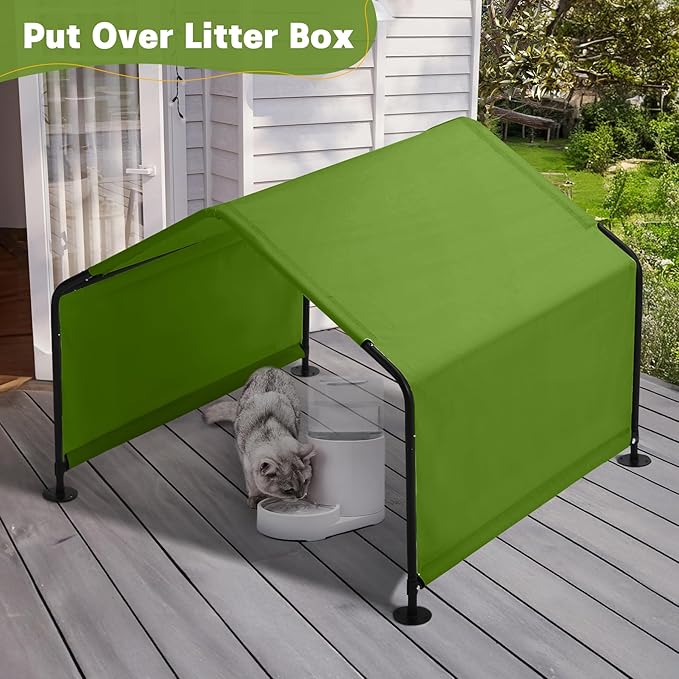 Dog Shade Shelter Outdoor 4'x4'x3' Tent for Large Medium Dogs, Outside Sun Rain Canopy Pet House for Livestock Pigs Cats with Waterproof Roof Ground Nails,Deep Green