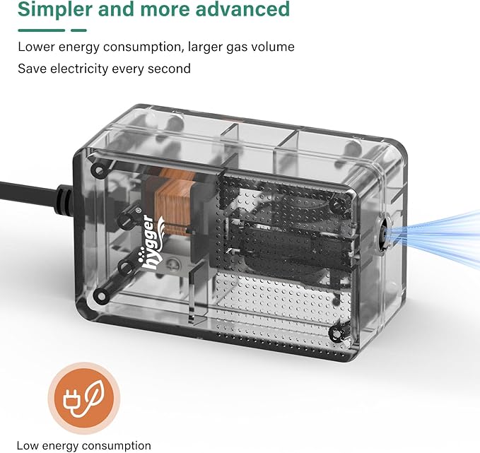 hygger See-Through Air Pump for Aquarium: Adjustable Oxygen Pump,Silent Powerful Aerator Pump 1.5W 1 Air Outlets Ultra Silent for Small Fish Tank,Hydroponic Systerm, Household Commercial Use