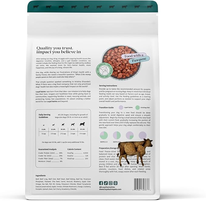 Freeze Dried Raw Dog Food - Premium Beef Flavor with High Protein and Grain Free Dog Food for Small or Large Breeds and Picky Eaters - Versatile as Meal Topper, Snack, and Treats, 5 Oz