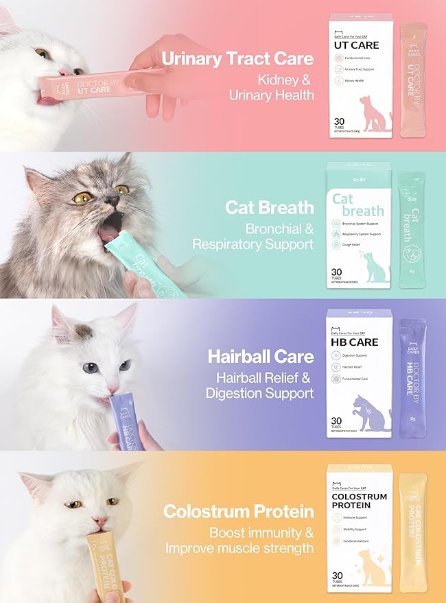 Dr.by UT Care Cat UTI Kidney Support Urinary Supplement Cranberry Treatment for Cats Renal Health with Pacran, Quercetin, Taurine lickable Formula Individually Packaged (1 Pack)