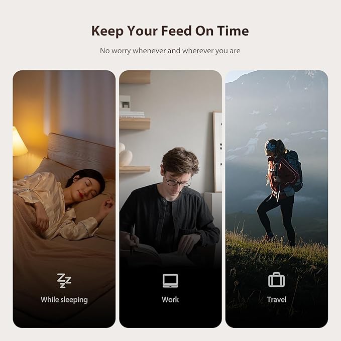 Automatic Cat Feeders, 3L Timed Cat Dry Food Dispenser, Dual Power Supply, Programmable Portion Size, Auto Pet Feeder for Cats and Small Dogs