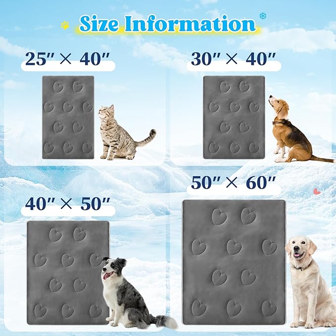 Cooling Blanket for Dogs, Lightweight & Durable Dog Cooling Mat, Q-MAX>0.45 Soft Breathable Pets Comforter for Couch, Bed & Car Essential - Dark Grey 25x40 Inches