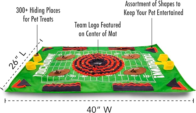 NFL New England Patriots Dog Snuffle Mat – Interactive Pet Slow Feeder, Football Field Design Food Puzzle Toy for Dogs & Cats, Foraging Activity Mat for Smarter Feeding