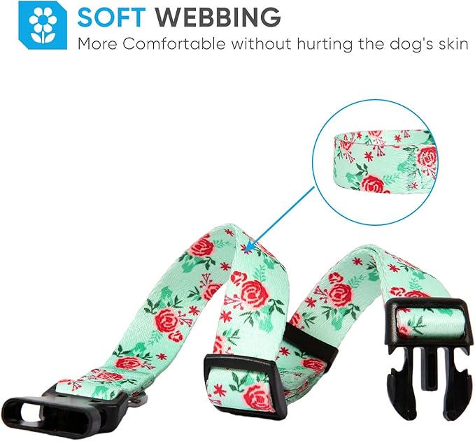 HEELE Dog Collar, Adjustable Soft Dog Collar for Small Medium Large Dogs,Floral Patterned Puppy Collars with Quick Release Buckle XS Length 8.5''-11''