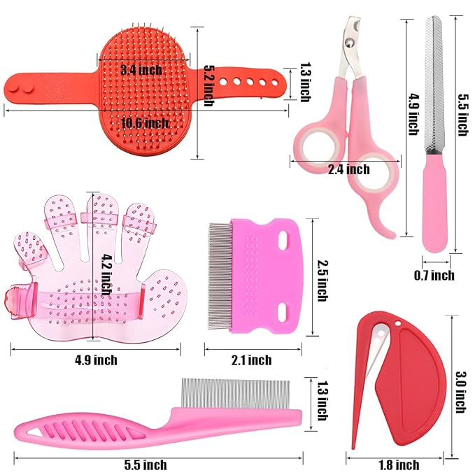 Rabbit Grooming Kit β Bunny Grooming Kit with Shedding Brush, Nail Clippers & Comb β Small Animal Grooming Supplies for Rabbits, Guinea Pigs, Hamsters, Ferrets - Small Pet Shedding & Care (Pink)